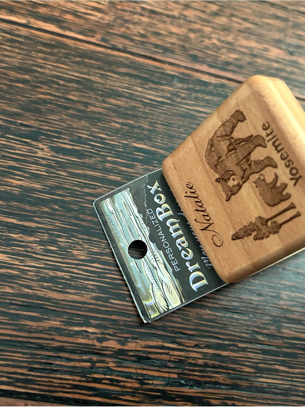 Personalized Wooden Name Stamp - Natalie - Brown Wood